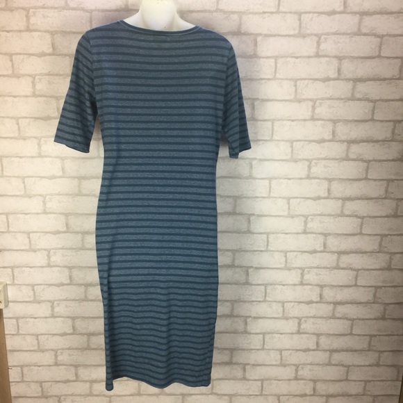LuLaRoe Medium Blue Stripped Julia Dress - Picture 2 of 8